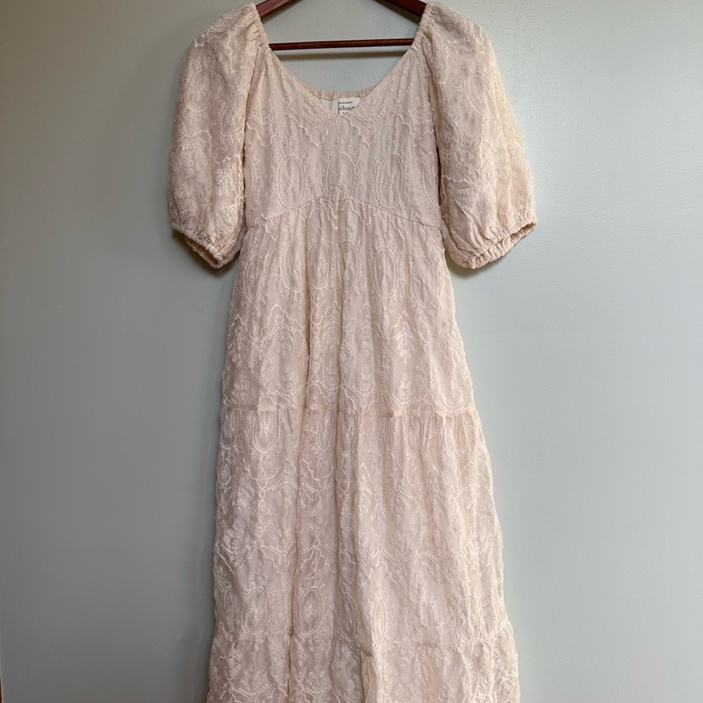 bohme Lace Midi Dress in Light Cream